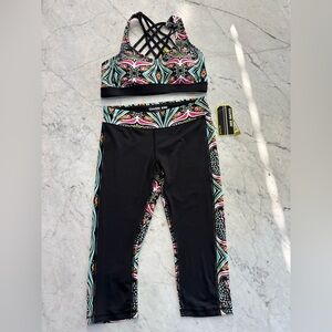 Gianni Bini Black Active Set with Colorful Geometric Trim